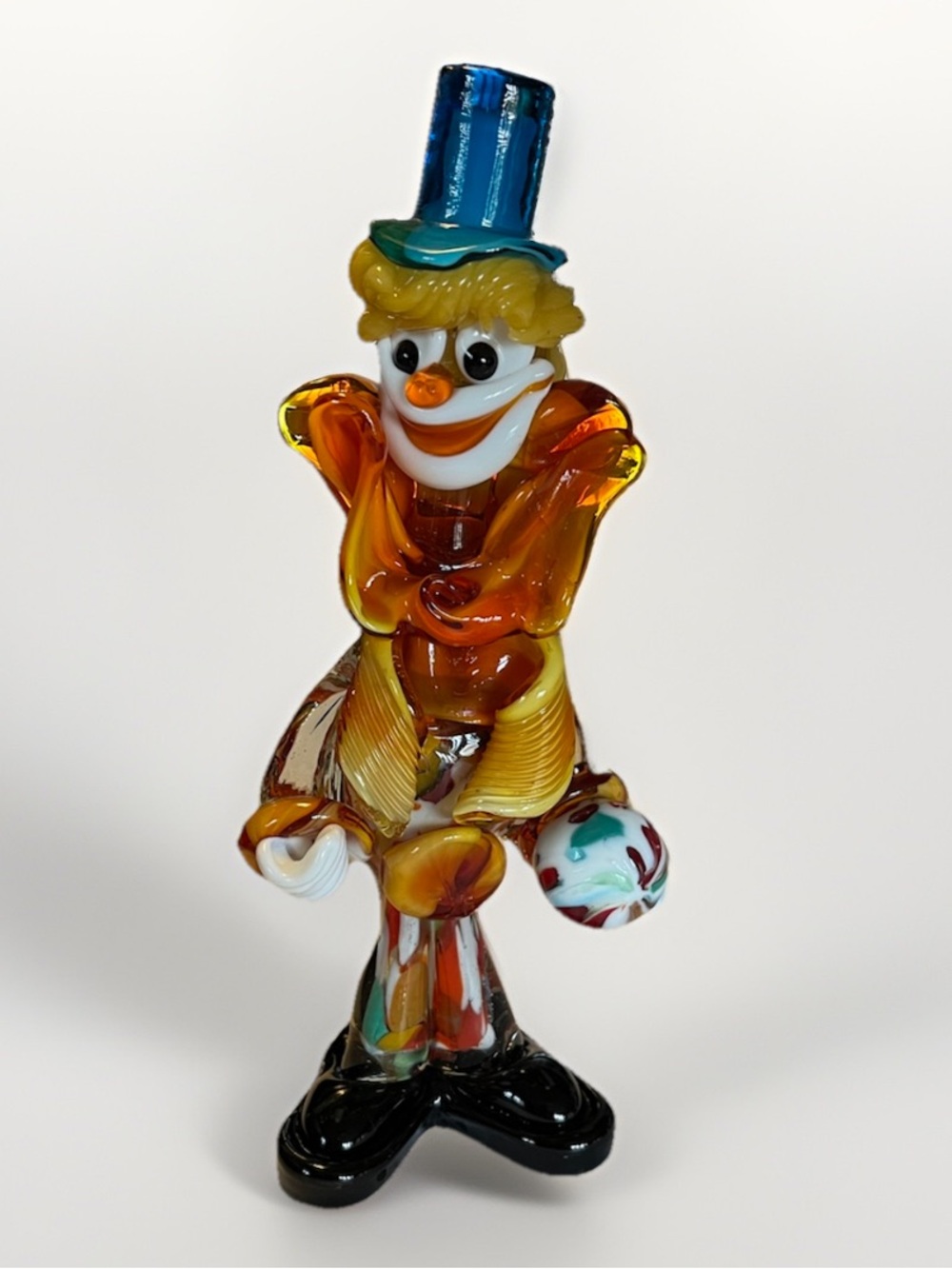 Vintage Hand Blown Murano Art Glass Clown Bow Tie RARE Colors Great Condition 9”